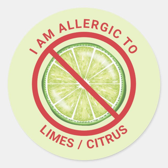 Green Lime Fruit Citrus Food Allergy Awareness Classic Round Sticker (Front)