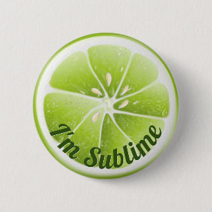 Green Lime Fruit Slice 6 Cm Round Badge