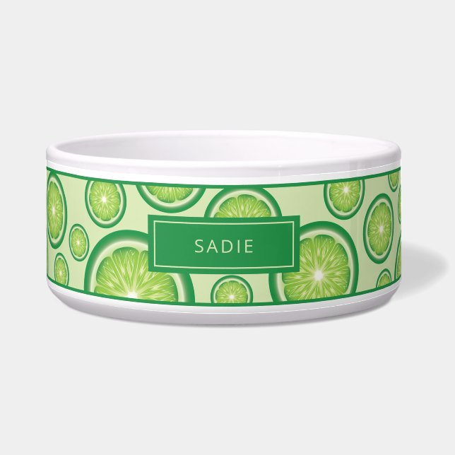 Green Lime Fruit Slices Pattern With Pet's Name (Front)