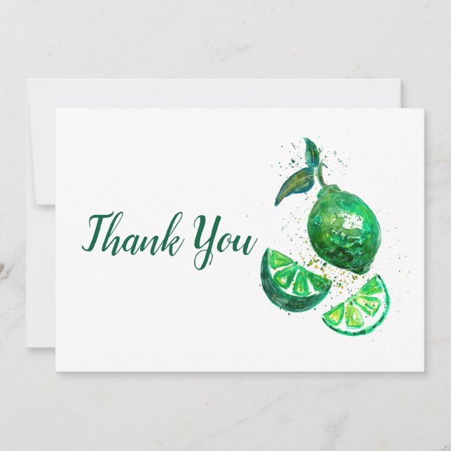 Green Lime Fruits Thank You Card (Front)