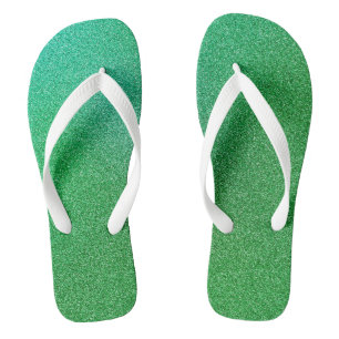 Green-Lime Gradient Glitters, Pair of Flip Flops