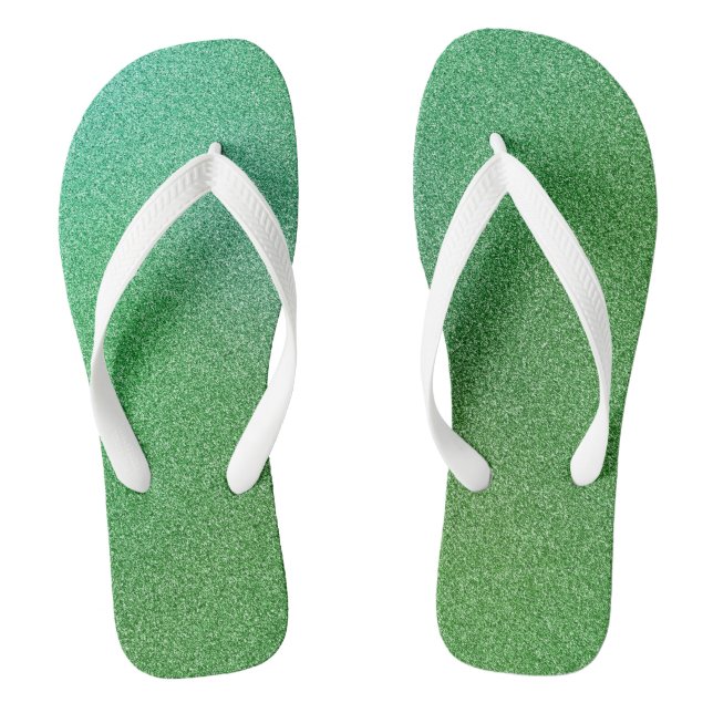 Green-Lime Gradient Glitters, Pair of Flip Flops (Footbed)