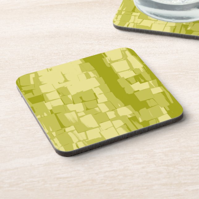 Green lime Modern retro abstract art Coaster (Left Side)