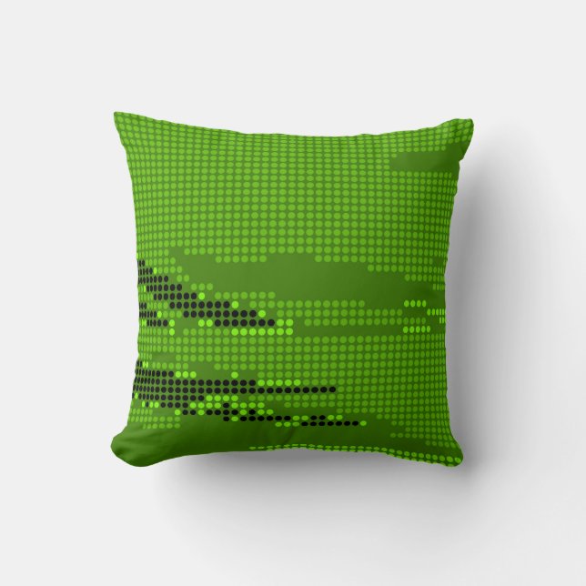 GREEN LIME NEON RETRO DOTS ART CUSHION (Front)