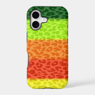 Green Lime Orange Red Yellow Leopard Retro Stripes