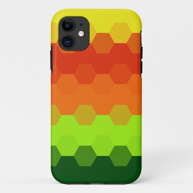 Green Lime Orange Red Yellow Seamless Hexagon Case-Mate iPhone Case (Back)