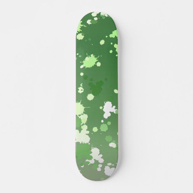 Green Lime Paint Splash Abstract Skateboard (Front)