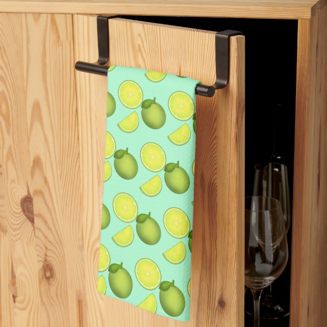 Green Lime Pattern Tea Towel (Thirds Fold)