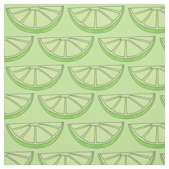 Green Lime Slice Wedge Citrus Fruit Grove Fabric (Swatch)