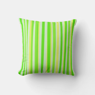 Green lime Striped Abstract acrylic painting Cushion