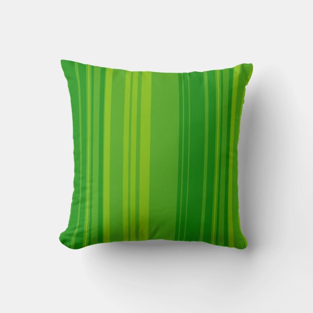 Green Lime Stripes Pattern Cushion (Front)