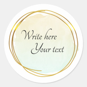 Green Lime Watercolour Circle Gold Elegant  Classi Classic Round Sticker