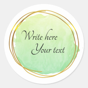 Green Lime Watercolour Circle Gold Elegant Classi Classic Round Sticker