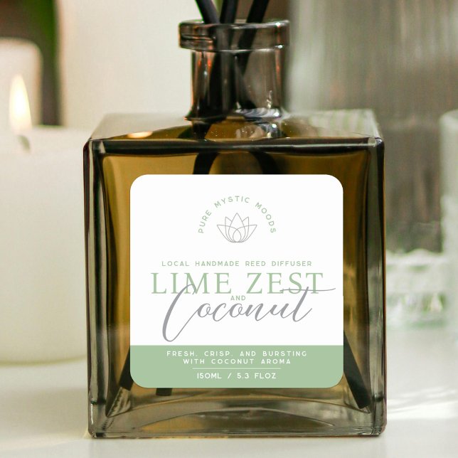 Green lime zest coconut reed diffuser product  square sticker (Creator Uploaded)