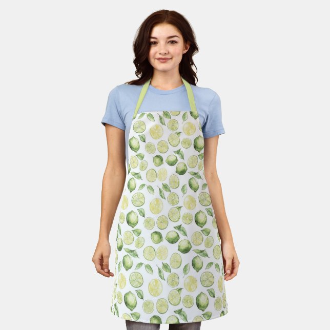 Green Limes Leaves Fruit Apron (Worn)