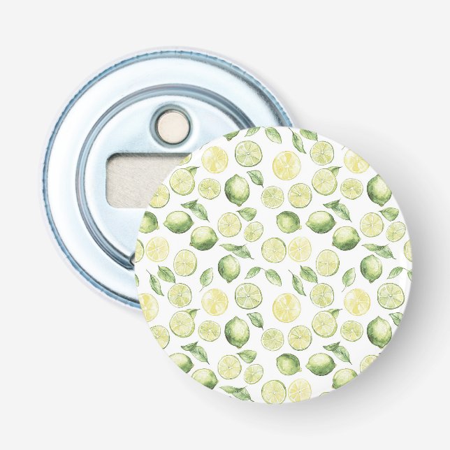 Green Limes Leaves Fruit Bottle Opener (Front)