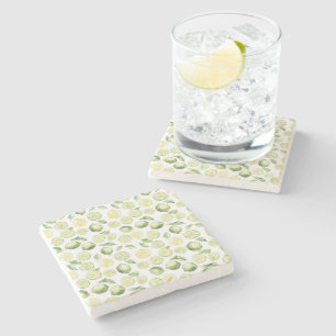 Green Limes Leaves Fruit Stone Coaster
