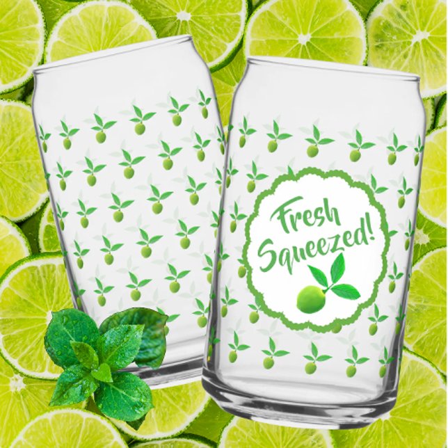 Green Limes  Limeade Can Glass (Ready for summer fun with fresh squeezed limeade!)