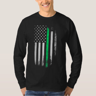 Green Line American Flag St Patrick's Day T-Shirt