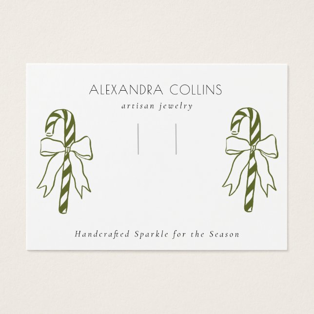 Green Line Art Candy Cane & Bow Hairclip Display  (Front)