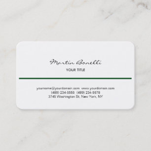 Green Line Black White Handwriting Business Card
