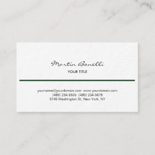 Green Line Black White Handwriting Business Card