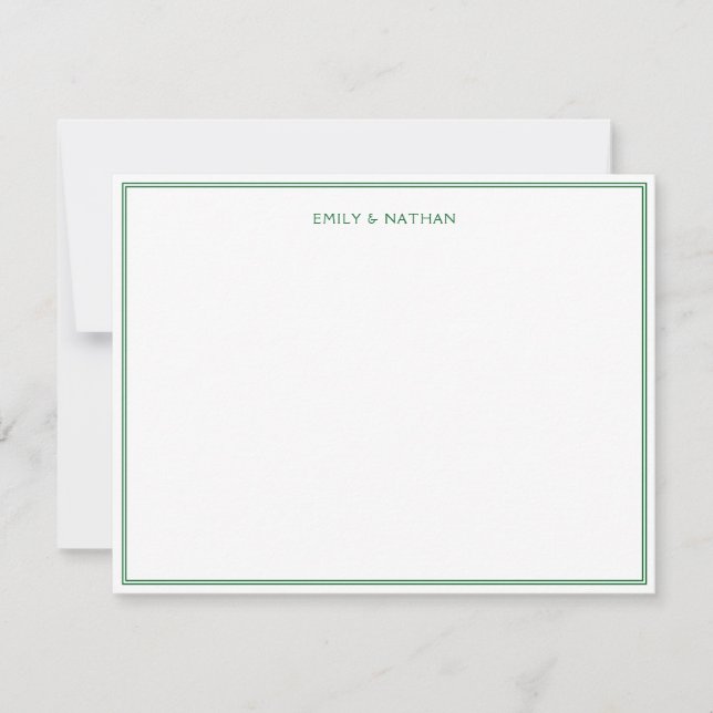 Green Line Border Couple Wedding Engagement Custom Card (Front)