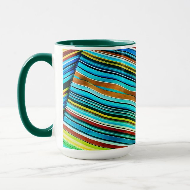 Green Line Illusion Design Mug (Left)