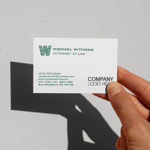 GREEN LINE MONOGRAM BUSINESS LOGO PROFESSIONAL CARD