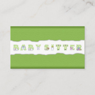 Green Linen Babysitting & Child Care Card