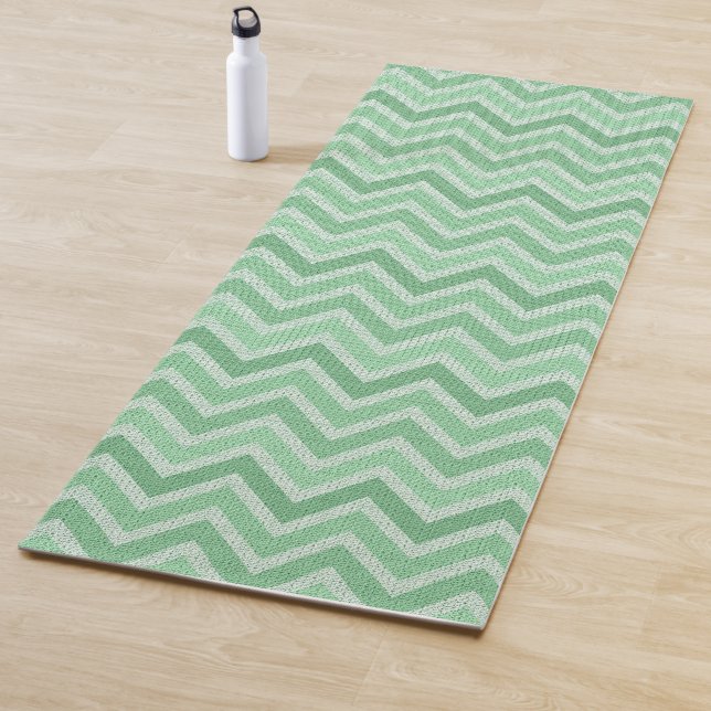 Green  Linen Chevron Yoga Mat (In Situ)