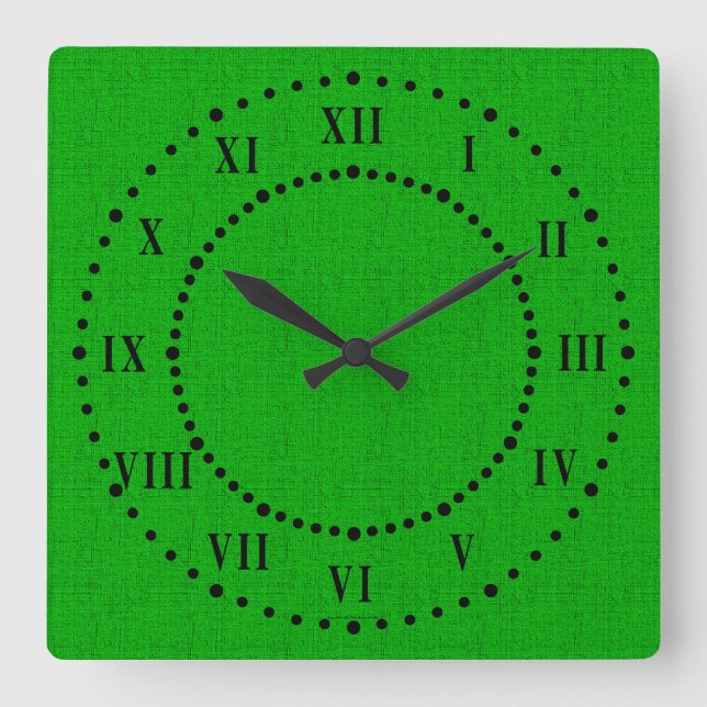 Green Linen Look Roman Numeral Wall Clock (Front)