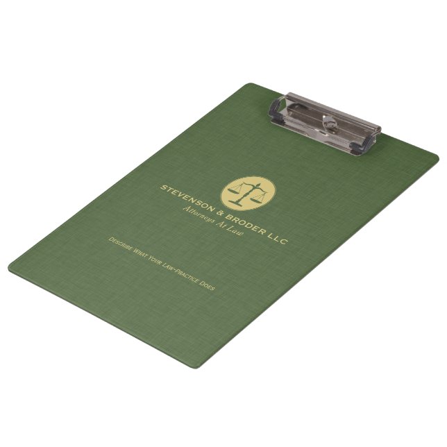 Green Linen Texture Law Scale Clipboard (Angled)