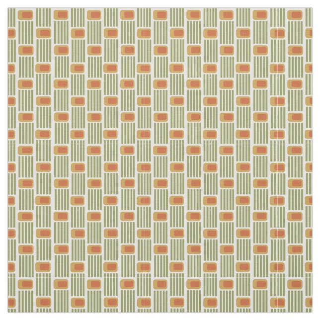 Green Lines and Boxes  Fabric (Swatch)