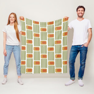 Green Lines and Boxes  Fleece Blanket