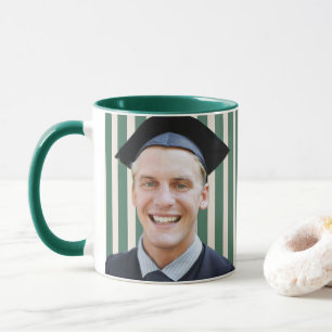 Green Lines Personalised Portrait Men Graduation Mug