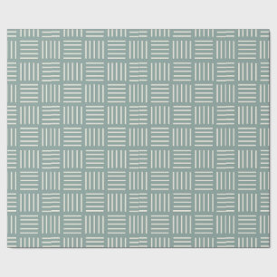 Green Lines Squared  Wrapping Paper