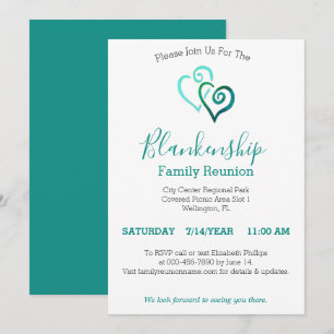 Green Linked Hearts Family Reunion Template