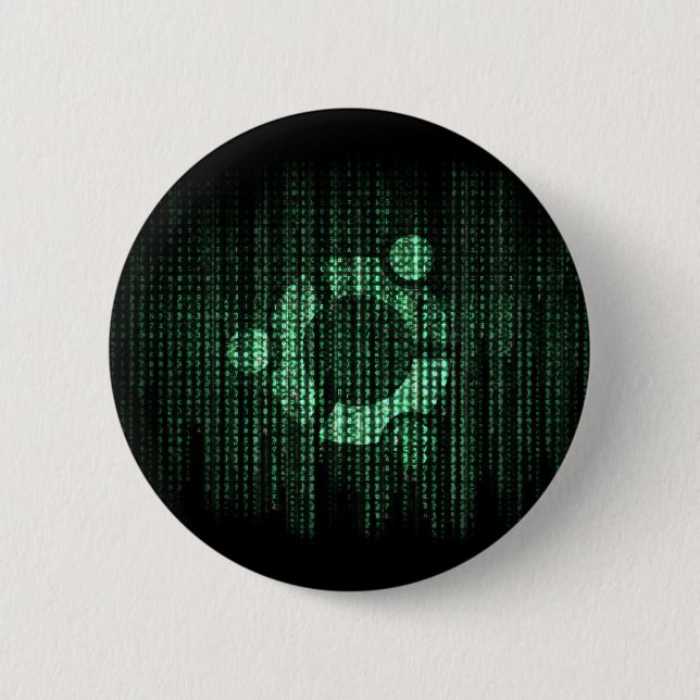 Green Linux Terminal 6 Cm Round Badge (Front)