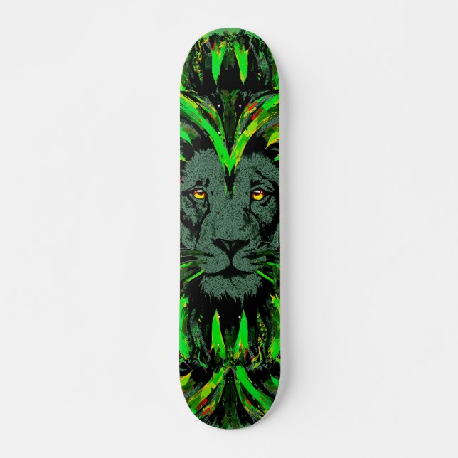 Green Lion Head — Lion Face Skateboard (Front)