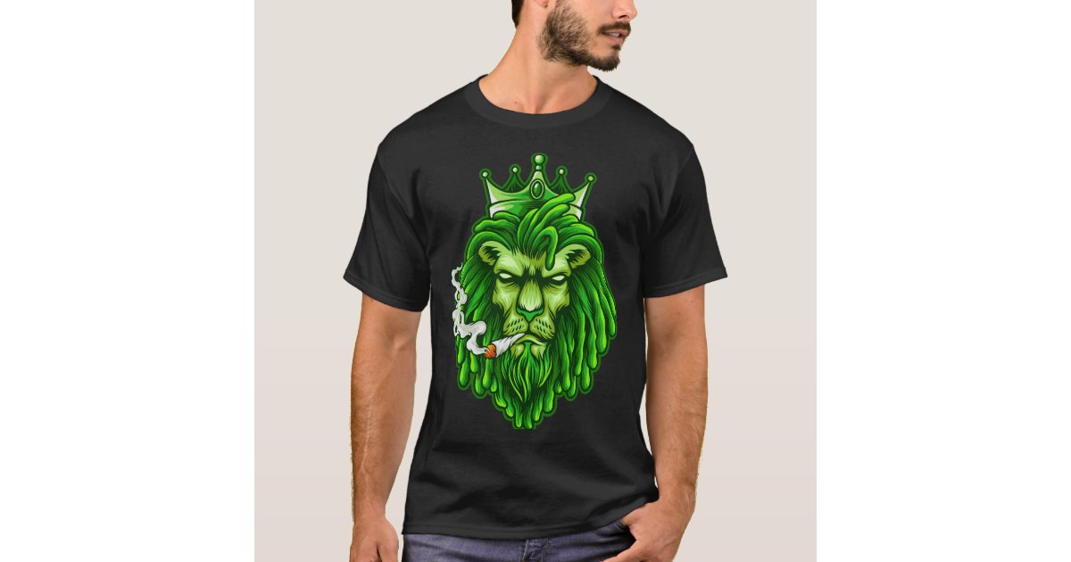 Download Green lion king smoking weed with crown T-Shirt | Zazzle.co.uk