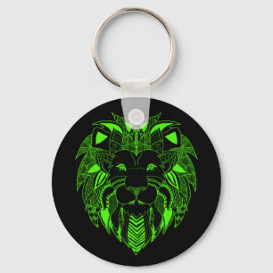 Green Lion With Background Colour of Your Choice Key Ring