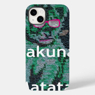 Green Lion with Pink Glasses "Hakuna Matata" Art Case-Mate iPhone 14 Plus Case