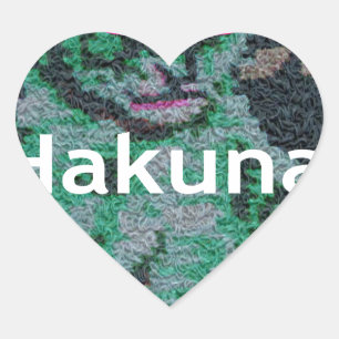 Green Lion with Pink Glasses "Hakuna Matata" Art Heart Sticker