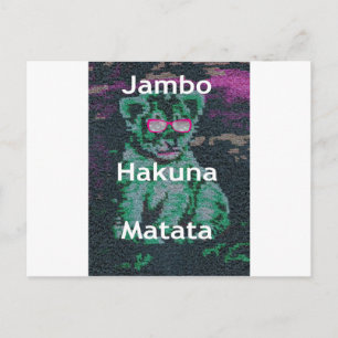 Green Lion with Pink Glasses "Hakuna Matata" Art Postcard