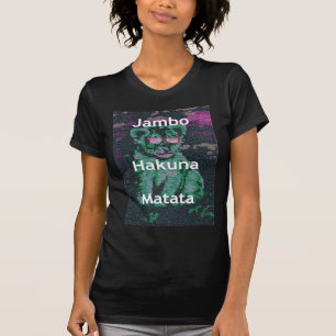 Green Lion with Pink Glasses "Hakuna Matata" Art T-Shirt