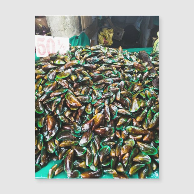 Green Lipped Mussels For Sale Magnetic Card (Front)
