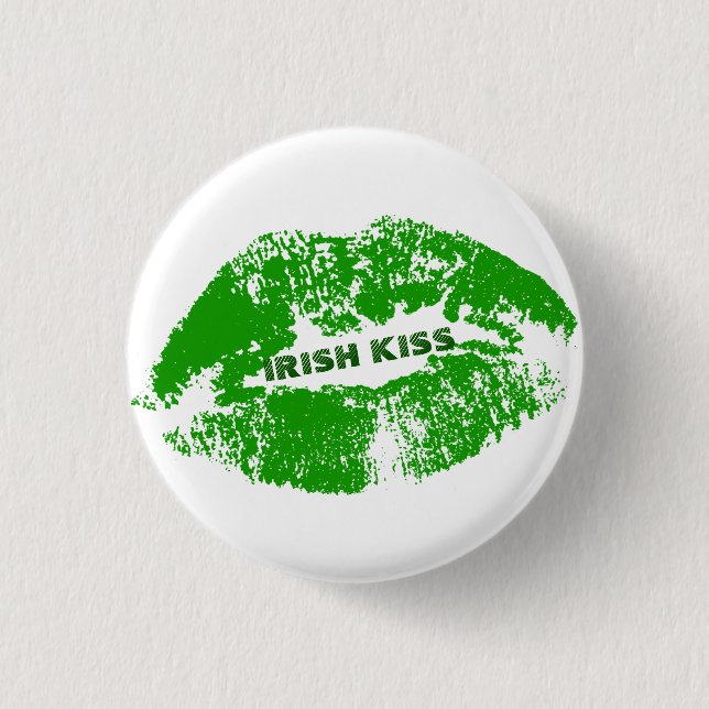 Green Lips Irish Kiss 3 Cm Round Badge (Front)