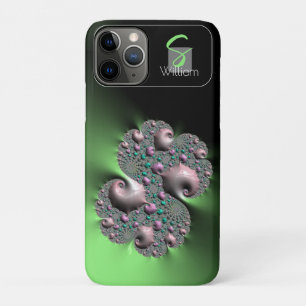 Green liquid fractal monogram  iPhone Case