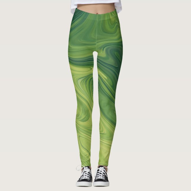 green liquify texture pattern leggings (Front)